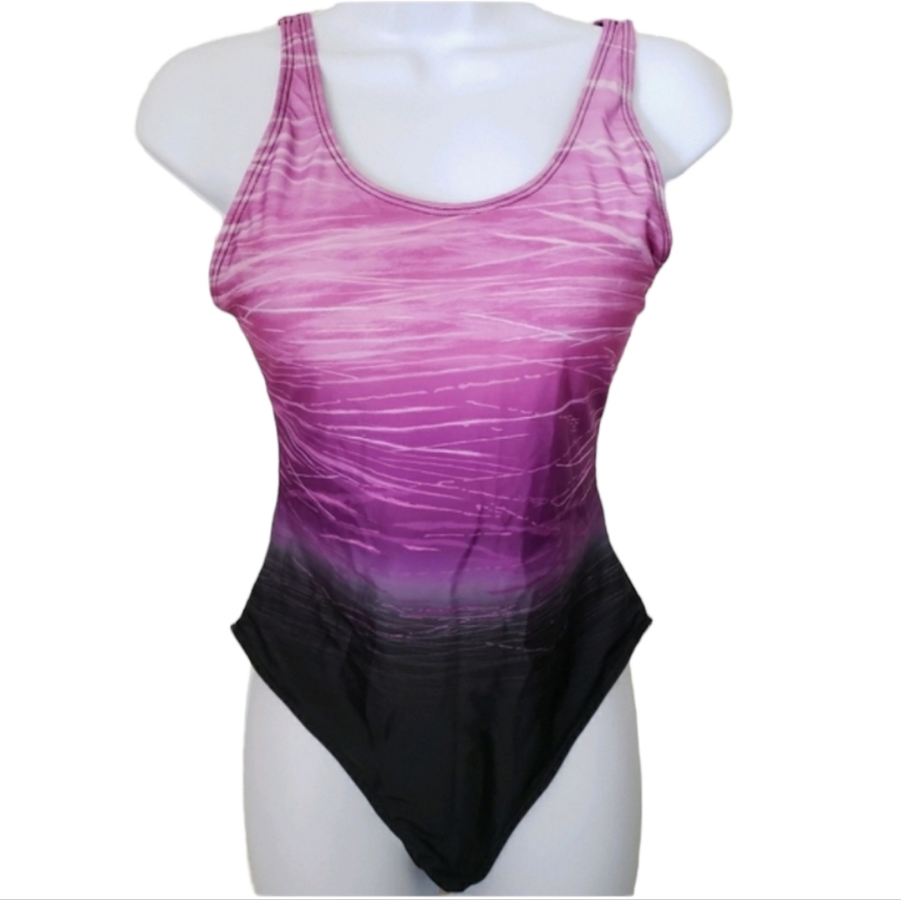 Upopby Swimsuit One Piece Purple Gradient Crisscross Back Size Small NWT